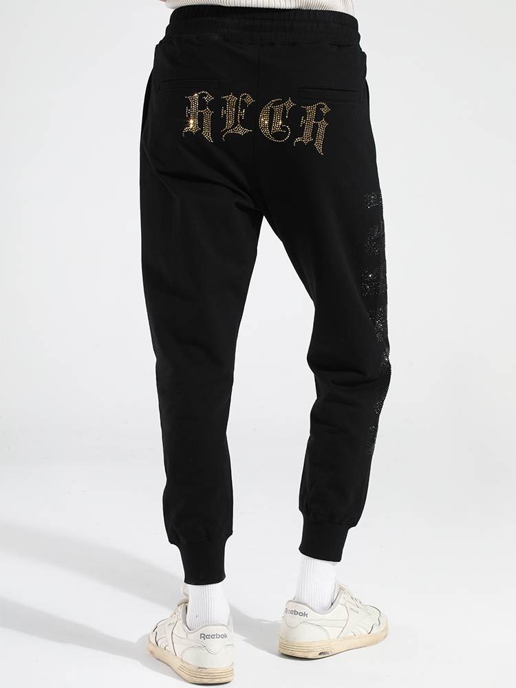 TCH Men's Crown Leopard Rhinestone Straight Pants