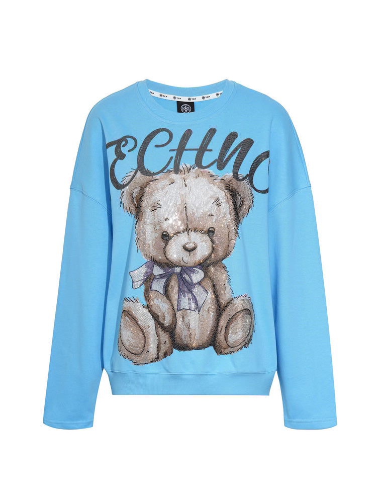 TCH Rhinestone Teddy Bear Oversized Top