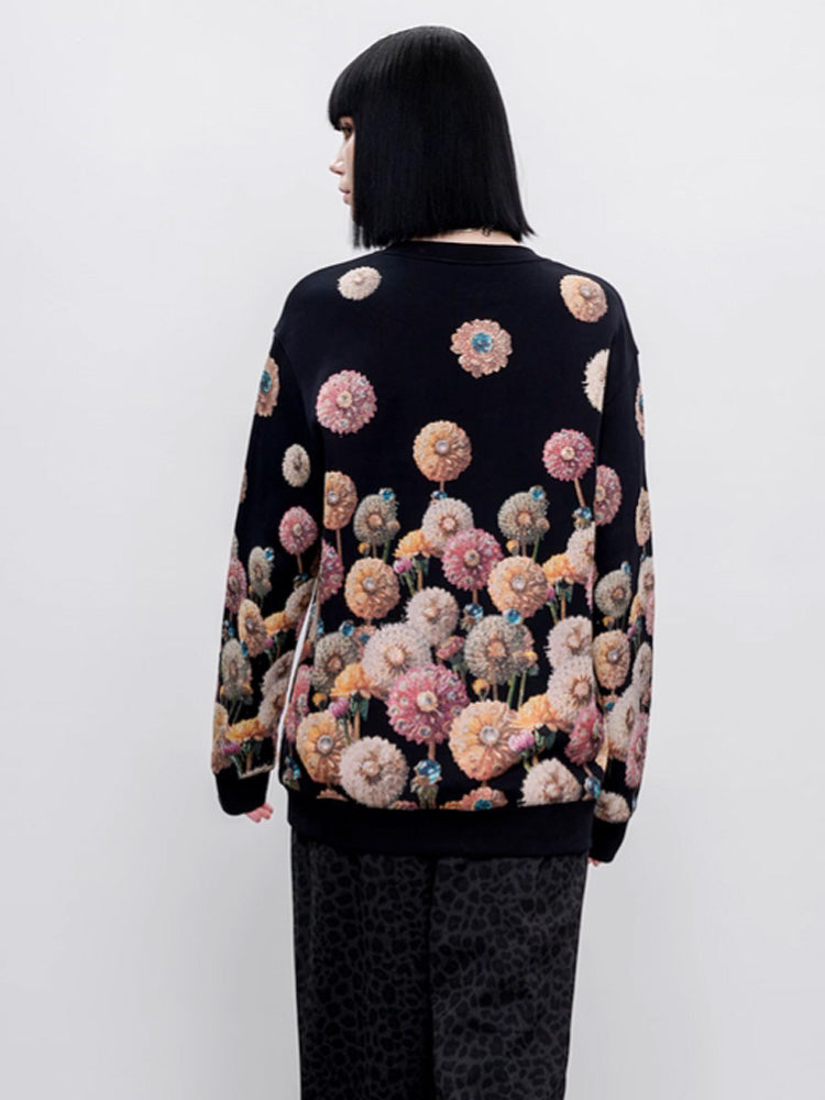TCH Allover Floralr Rhinestone Sparkle Sweatshirt