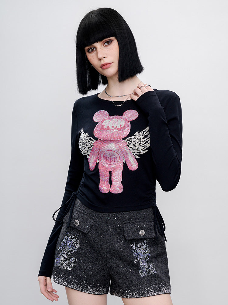 TCH Presale Graphic Rhinestone Drawstring Crop Top