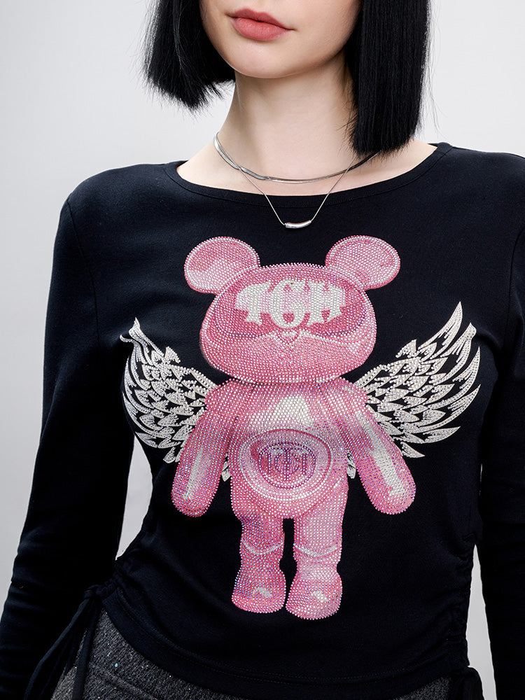 TCH Presale Graphic Rhinestone Drawstring Crop Top