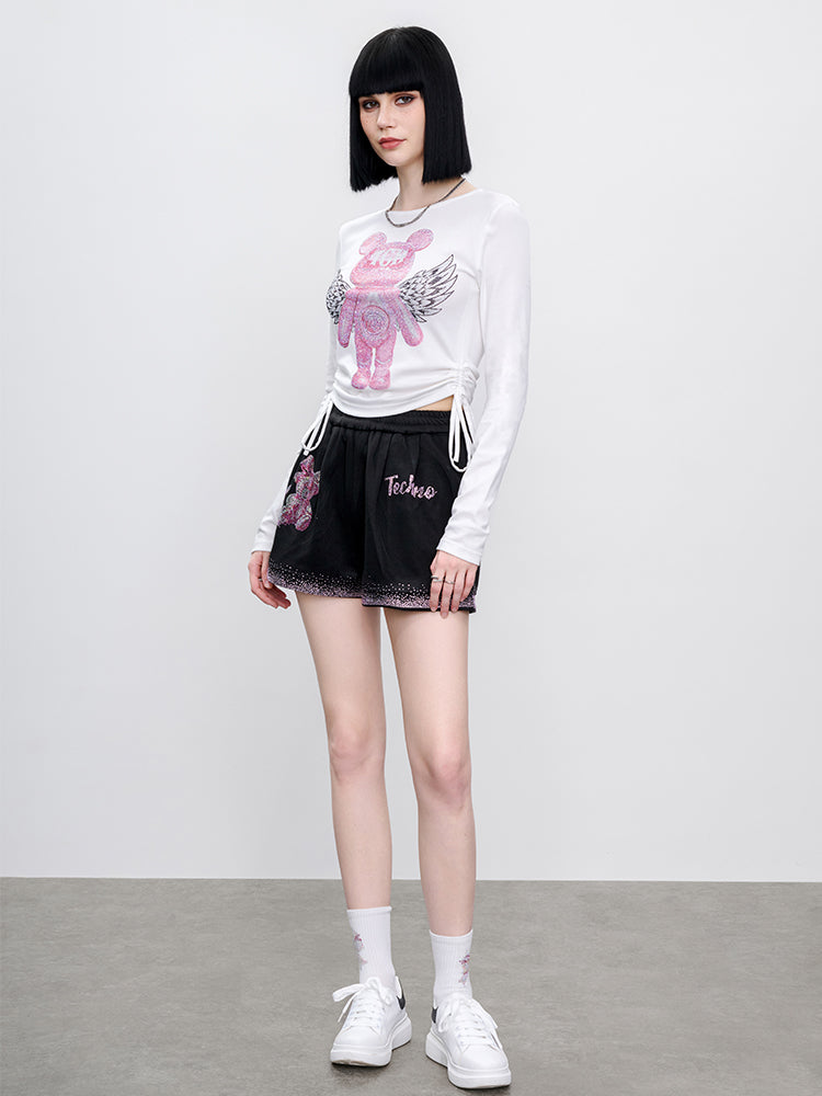 TCH Presale Graphic Rhinestone Drawstring Crop Top