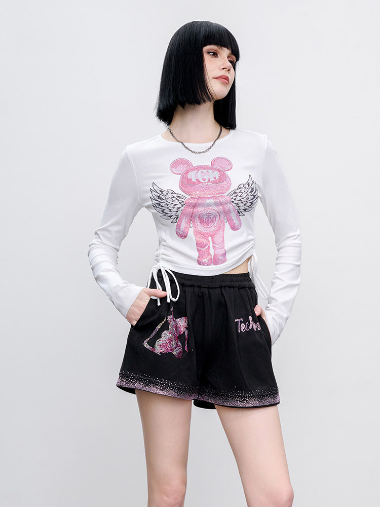 TCH Presale Graphic Rhinestone Drawstring Crop Top