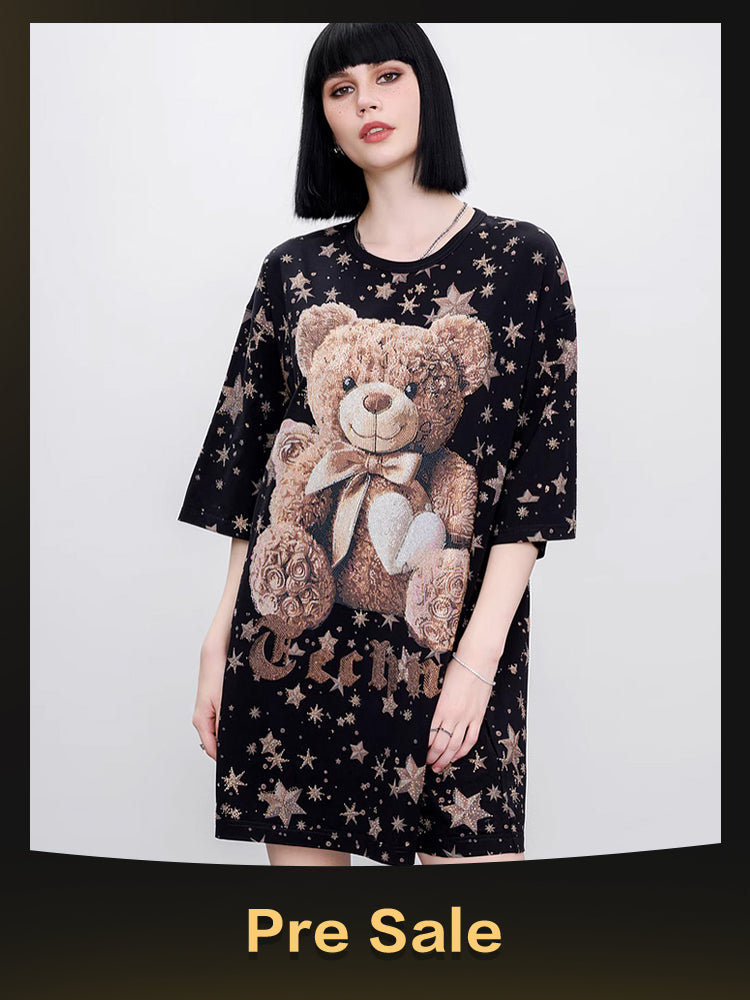 TCH Star Rhinestone Teddy Bear Oversized Mini Dress