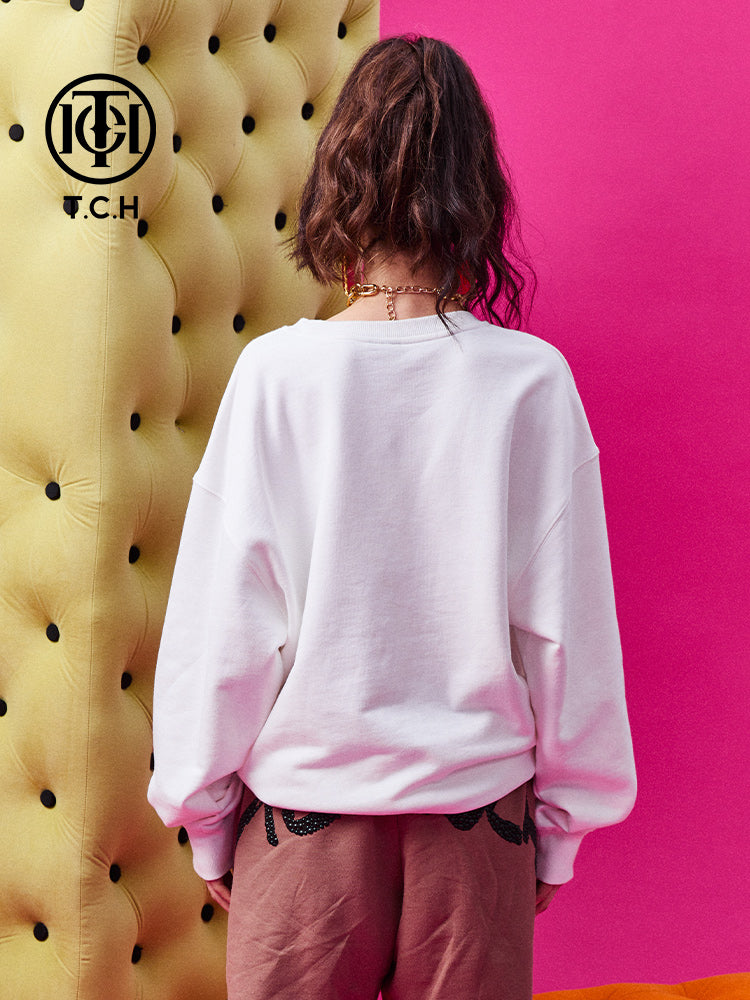 TCH Teddy Bear Graphic White Sweatshirt