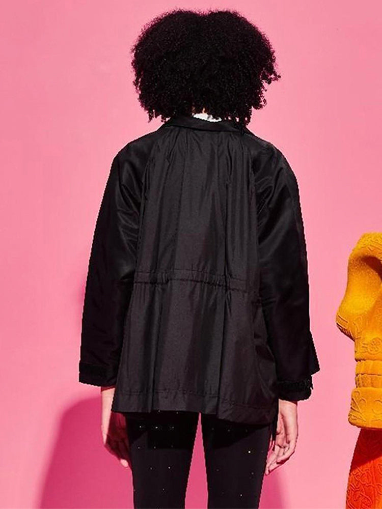 TCH Rhinestone Embroidery Oversized Jacket in Black