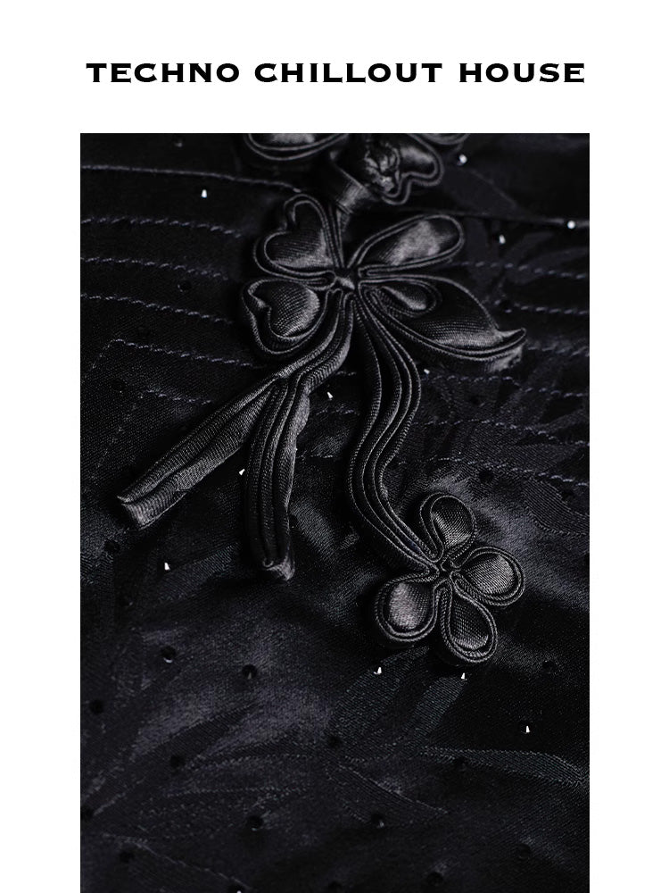 TCH Lace Contrast Rhinestone Jacquard Dress