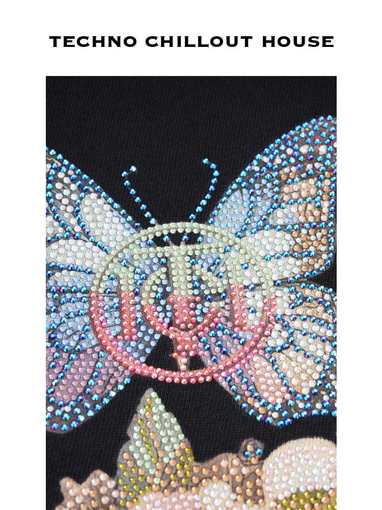 TCH Luxury Velvet Rhinestone Graphic Satin Top