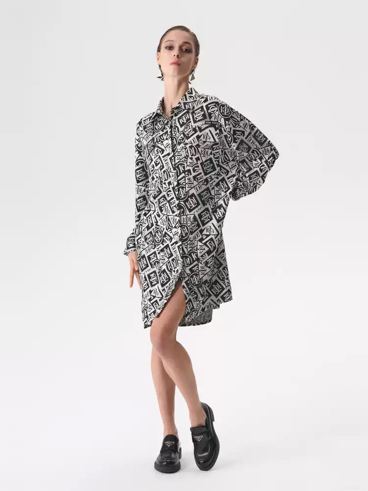 TCH Classic Collar Printed Tunic Shirt Dress