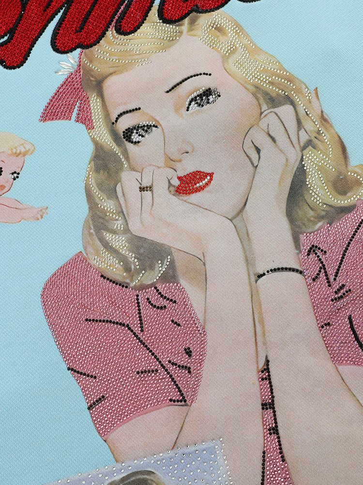 《QuickShip 》TCH Character Graphic Luxury Rhinestone Hoodie