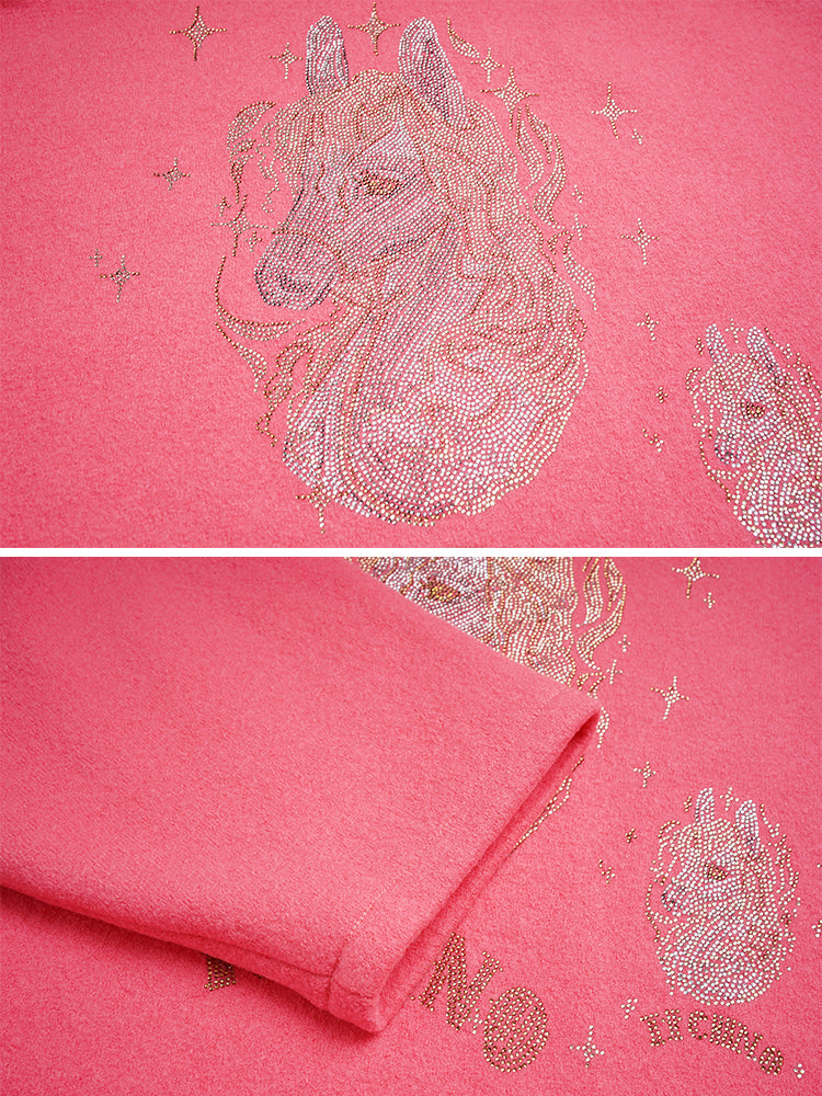 TCH Unicorn Rhinestone Hoodie Y2K Graphic Hoodies