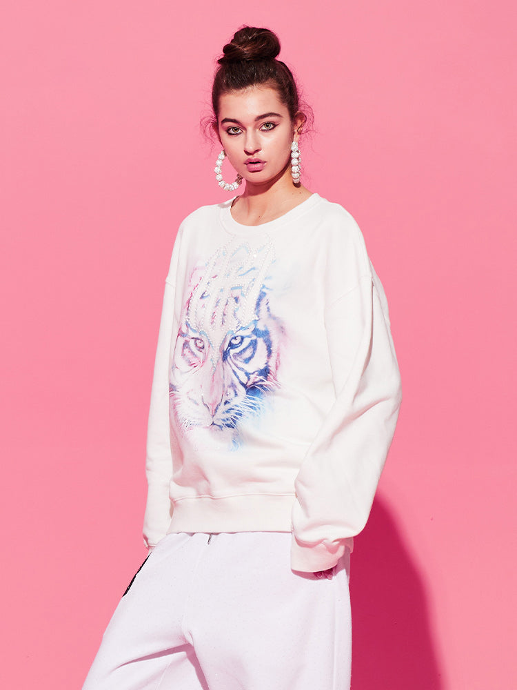 TCH Tiger Rhinestone Long Sleeve Sweatshirt