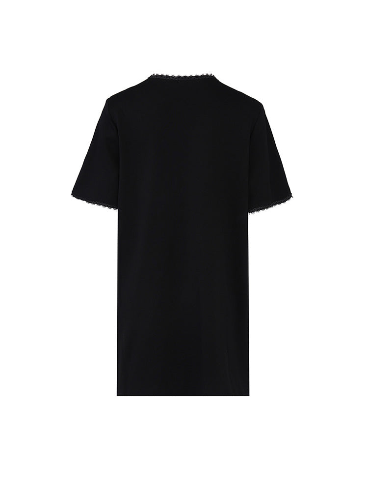 TCH Butterfly Rhinestone Lace Neck Midi Dress