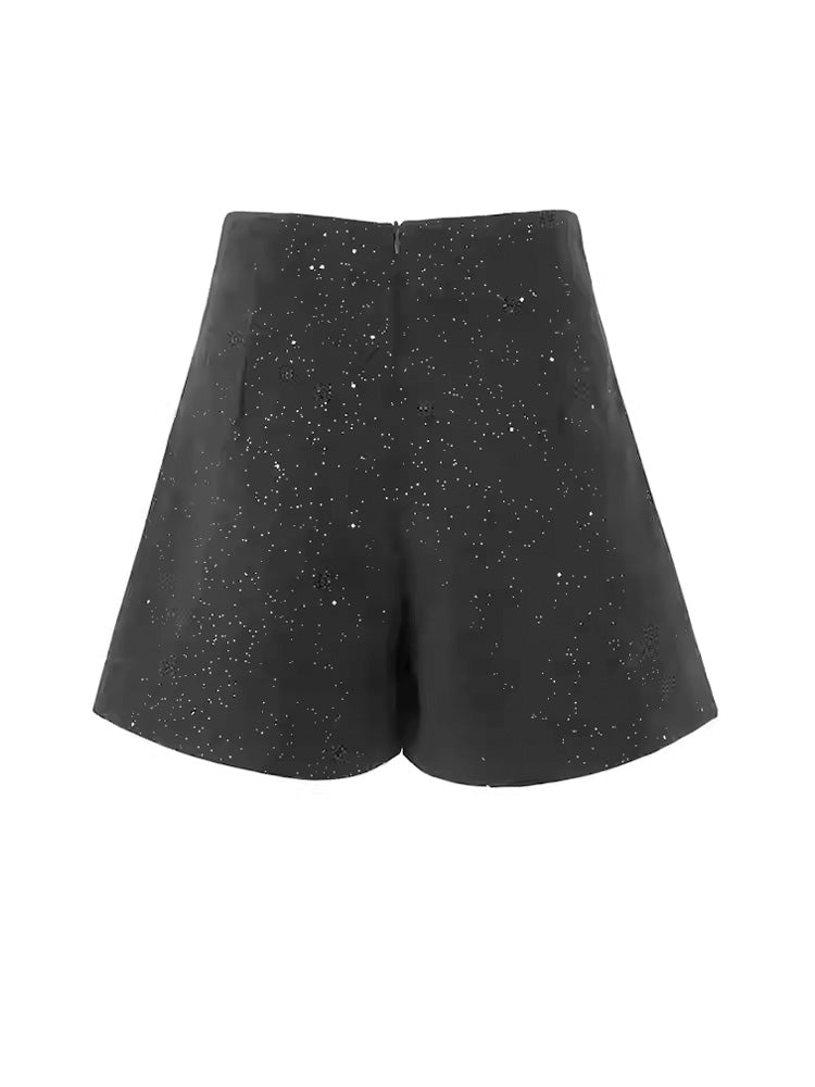 TCH Teddy Bear Rhinestone Graphic Mini Shorts