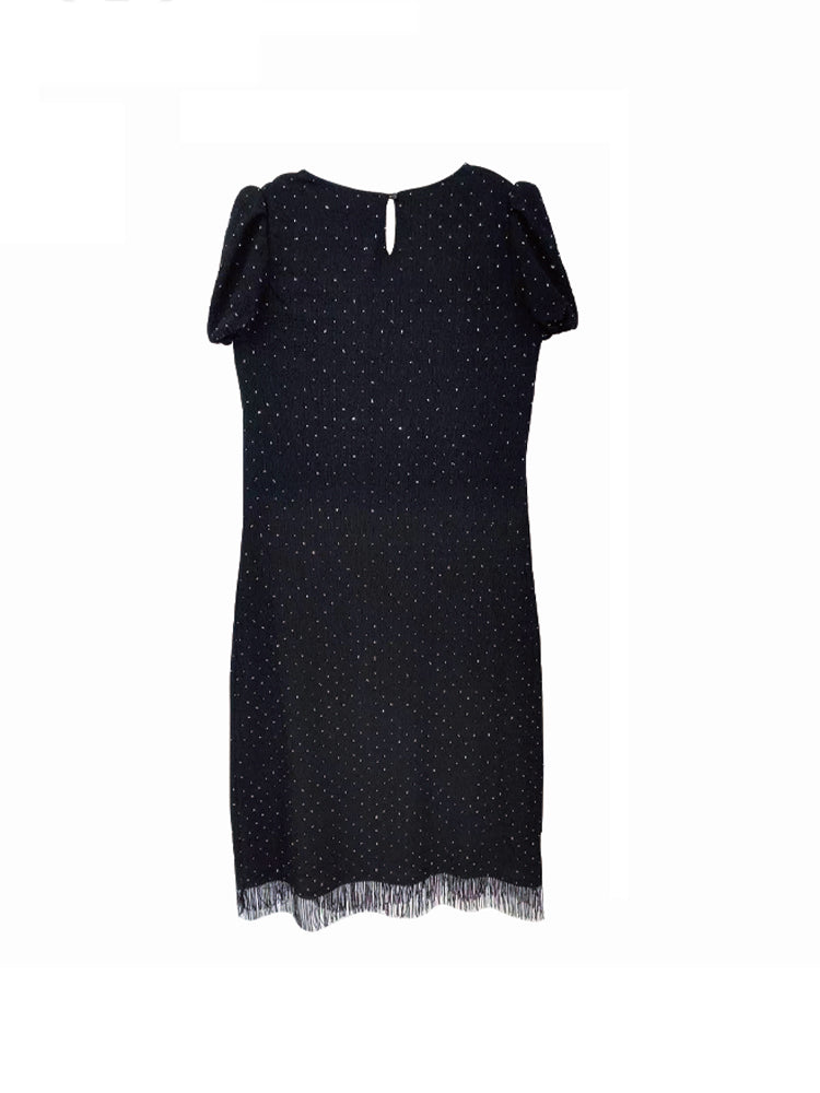 TCH Crystal-Embroidered Swiss Dot Pencil Dress