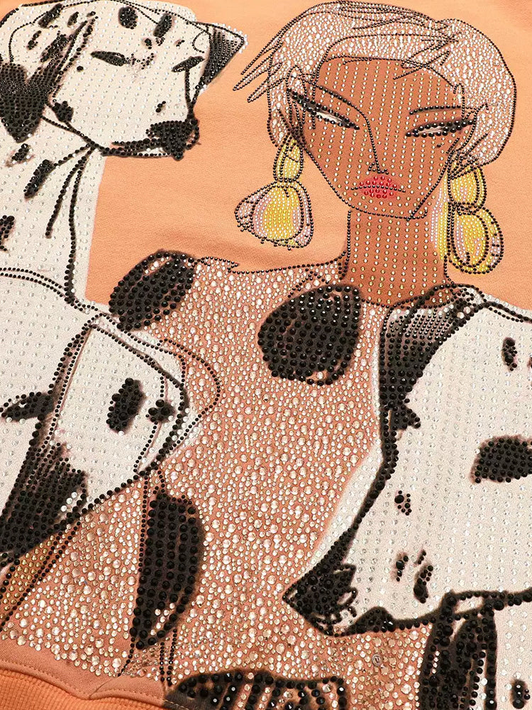 TCH Rhinestone Graphic Fashion Pullover Sweatshirt