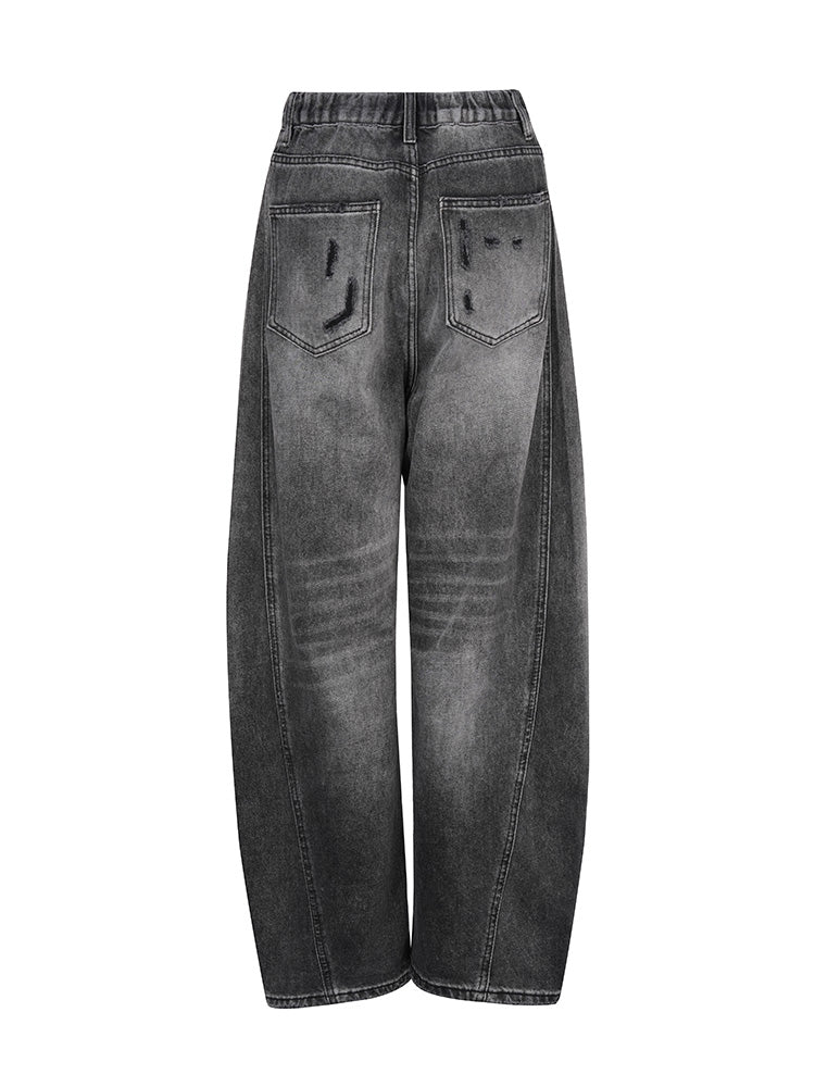 TCH LABUBU Print Rhinestone Wide Leg Jeans