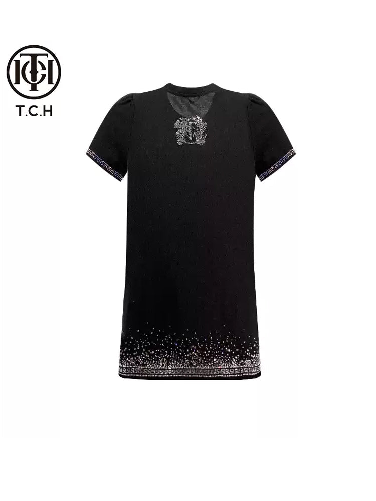 TCH Luxury Rhinestone Tassel Sparkle Short Dress