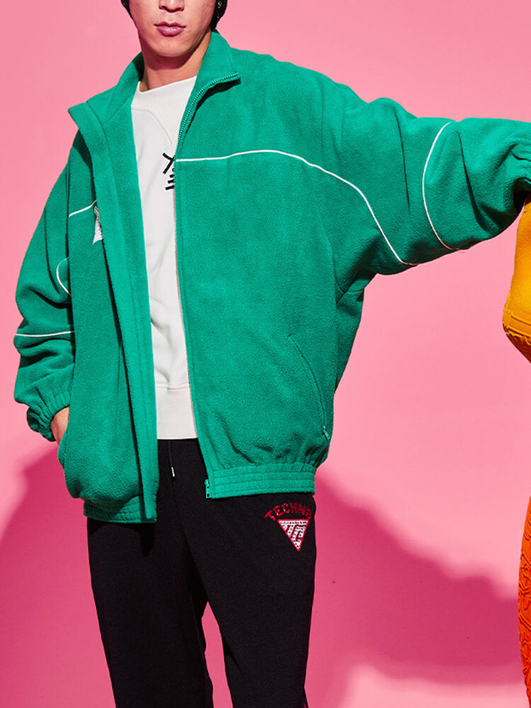 TCH Letter Sherpa Fleece Baseball Bomber Jacket