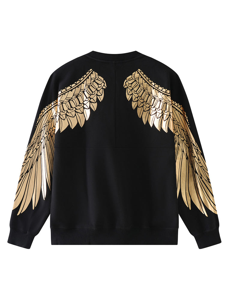 TCH GoldPrint Cotton Sweatshirt with Angel Wings