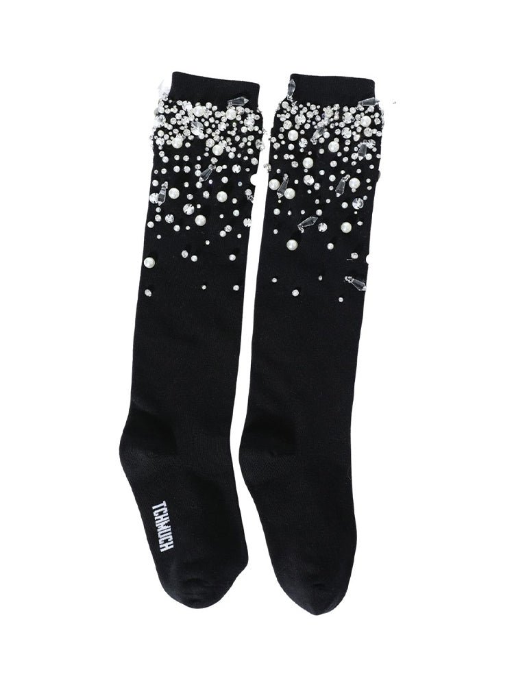 TCH Sparkle Rhinestone Socks Star Crystal Pearl