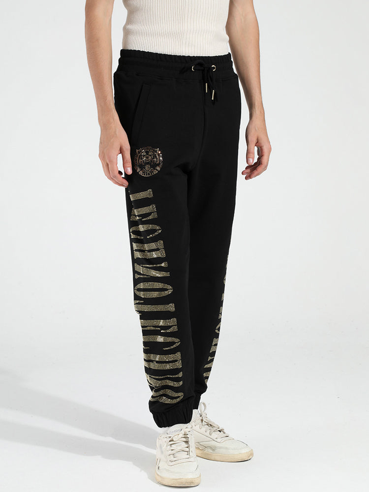 TCH Rhinestone Letter Elastic Waist Sweatpants