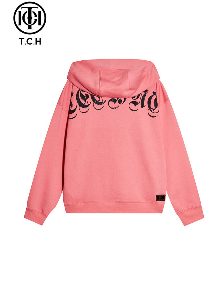 TCH Pink Embroidered Rhinestone Tiger Head Hoodie