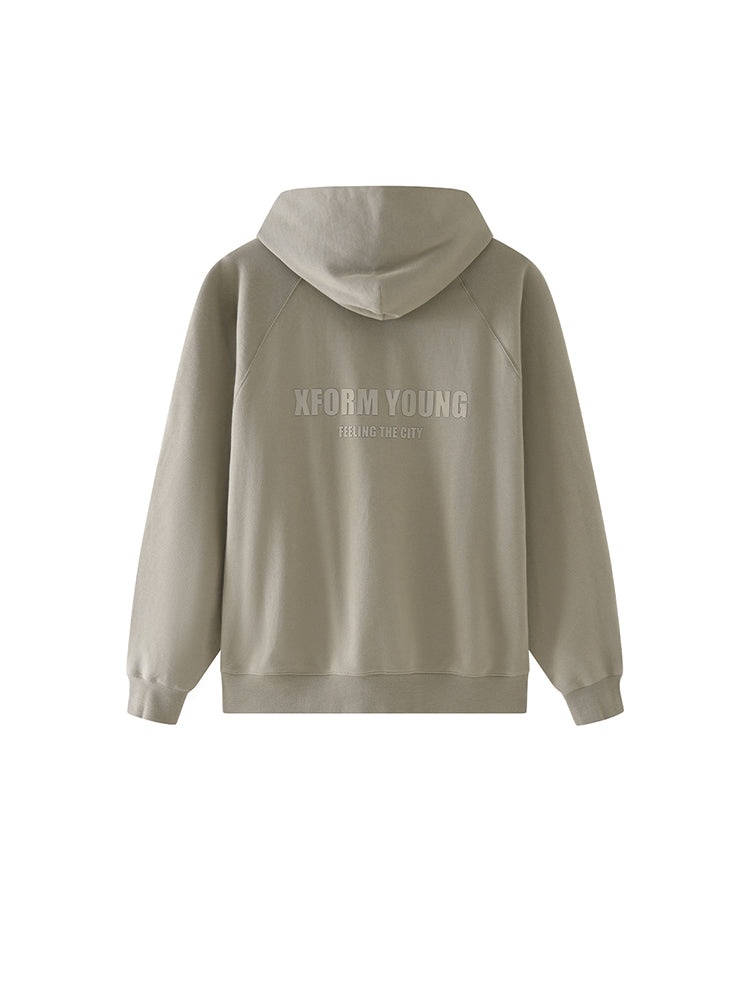 TCH Letter Print Solid Hoodie with Pocket