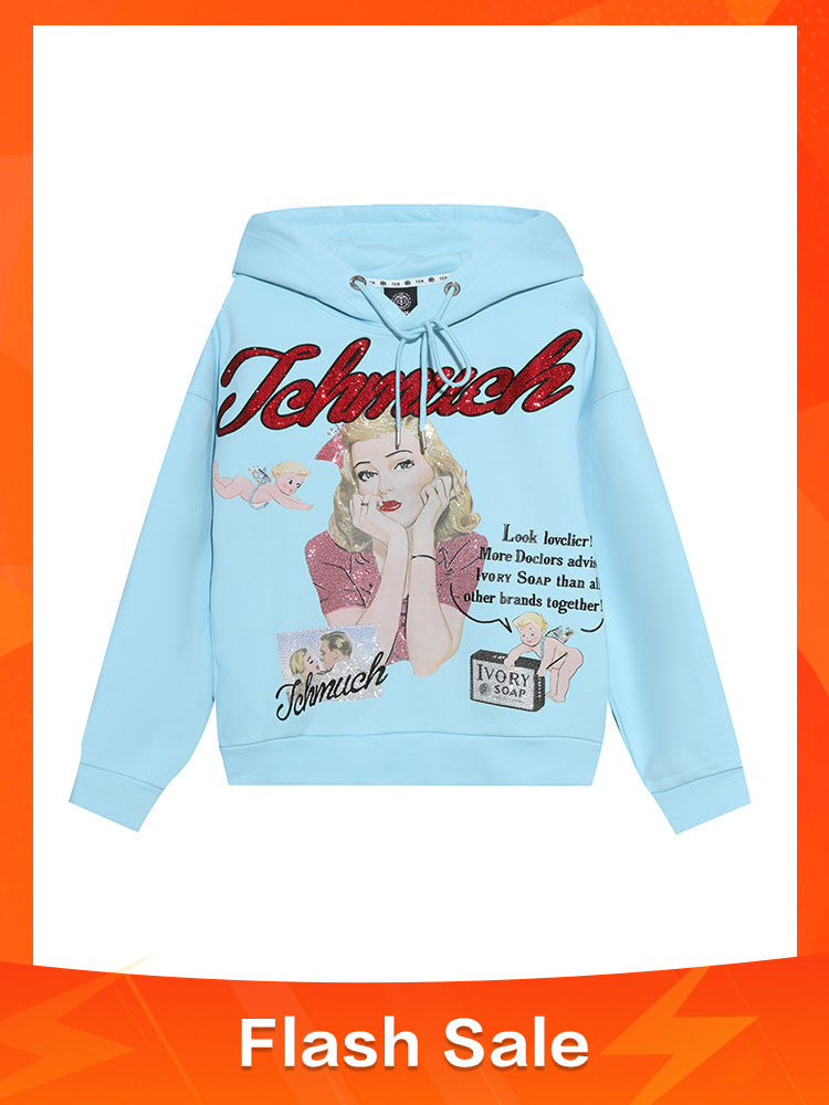《QuickShip 》TCH Character Graphic Luxury Rhinestone Hoodie