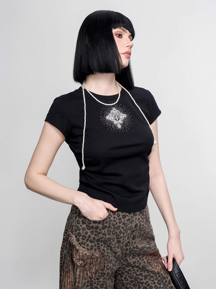 TCH Crystal-Embroidered Semi-Fitted Baby Tee
