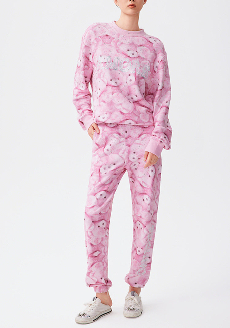 TCH Rhinestone Teddy Tie Dye 2 Piece Top& Pants Loungewear Set