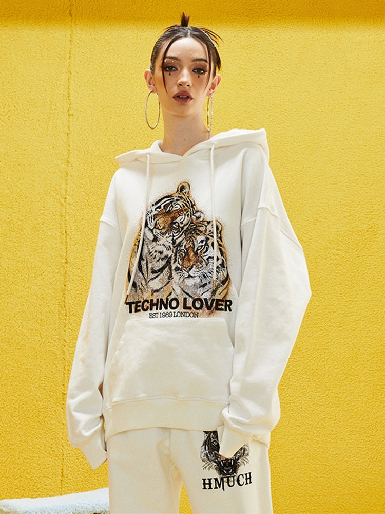 TCH Oversized Rhinestone Tiger Hoodie