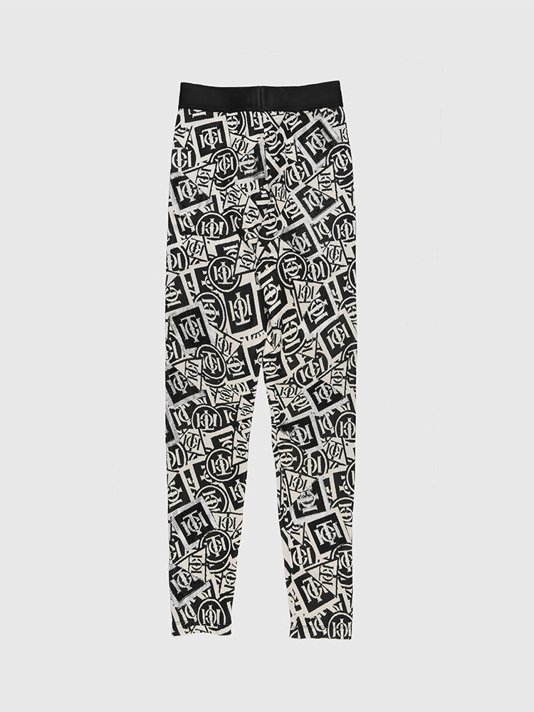 TCH Logo Print Rhinestone Geometric Leggings