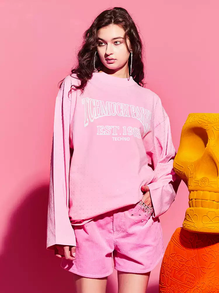 TCH Crystal-Embellished Letter Print Loose Top