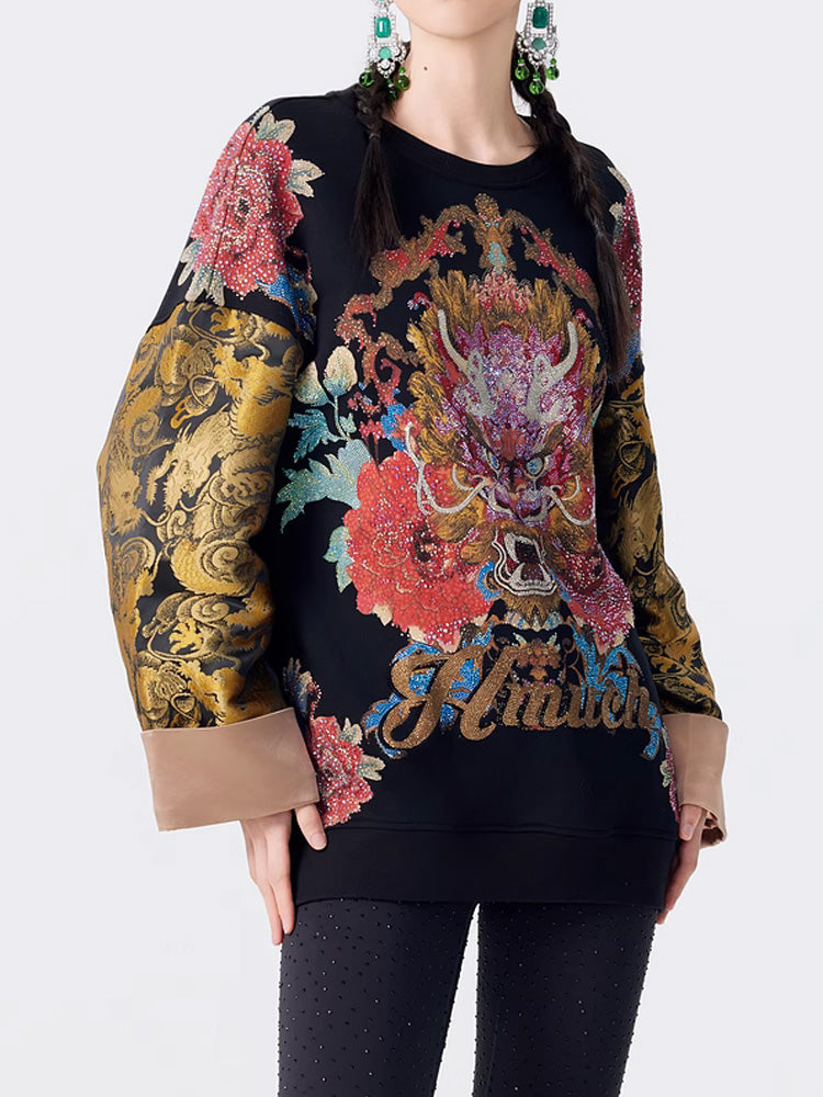 TCH Luxury Rhinestone Embellished Graphic Pullover Top