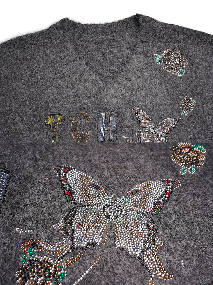 TCH Crystal Floral Embellished Knit Scarf Set