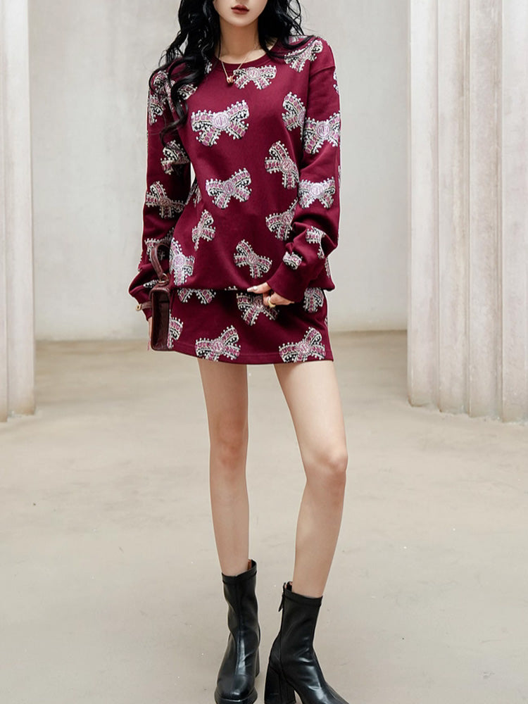 TCH Unique Bow Rhinestone 2 Piece Party Skirt Set