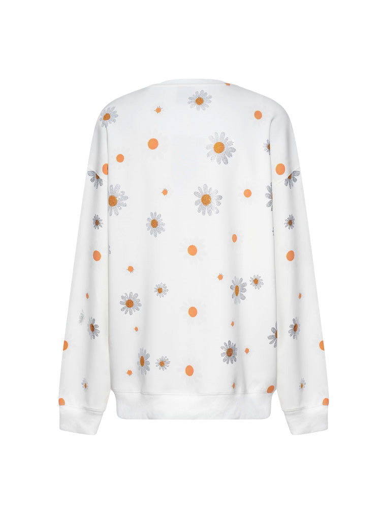 TCH Oversized Teddy Bear Rhinestone Flower Sweatshirt