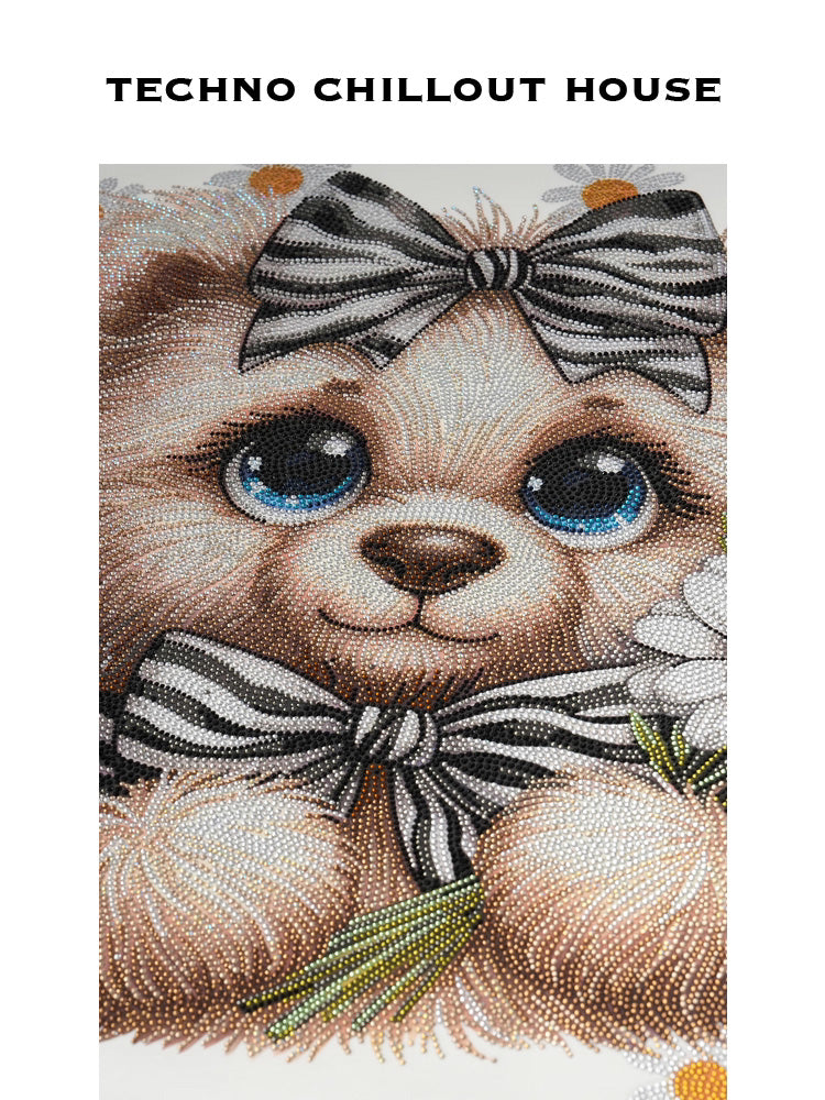 TCH Oversized Teddy Bear Rhinestone Flower Sweatshirt