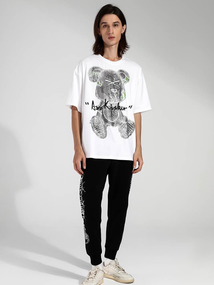TCH Men's Short Sleeve Bear Diamond Green Graphic T-Shirt