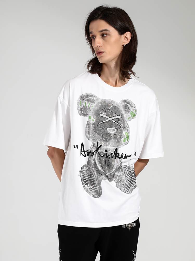 TCH Men's Short Sleeve Bear Diamond Green Graphic T-Shirt