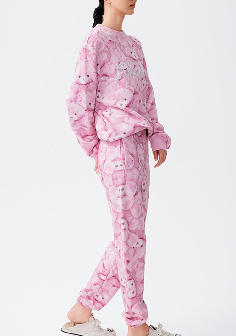 TCH Rhinestone Teddy Tie Dye 2 Piece Top& Pants Loungewear Set