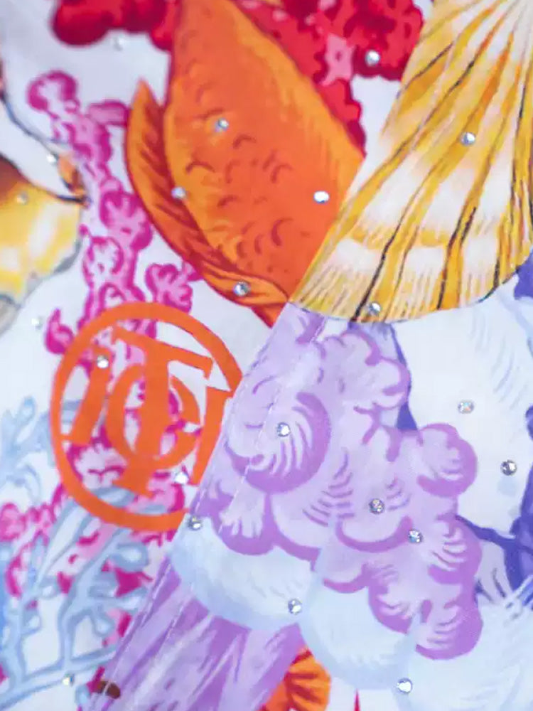 TCH Rhinestone Graphic Print Beach Shorts