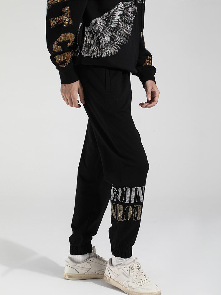 TCH Rhinestone Leopard Elastic Waist Joggers