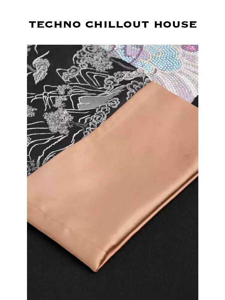 TCH Rhinestone Embroidery Butterfly Satin Mini Dress