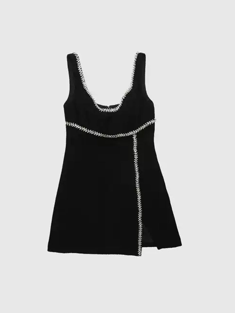 TCH Crystal Embellished Tweed Tank Mini Dress