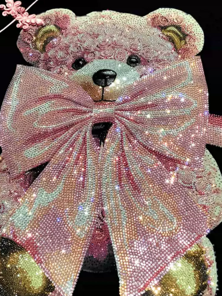 TCH Teddy Bear Shiny Rhinestone Bow Mini Dress