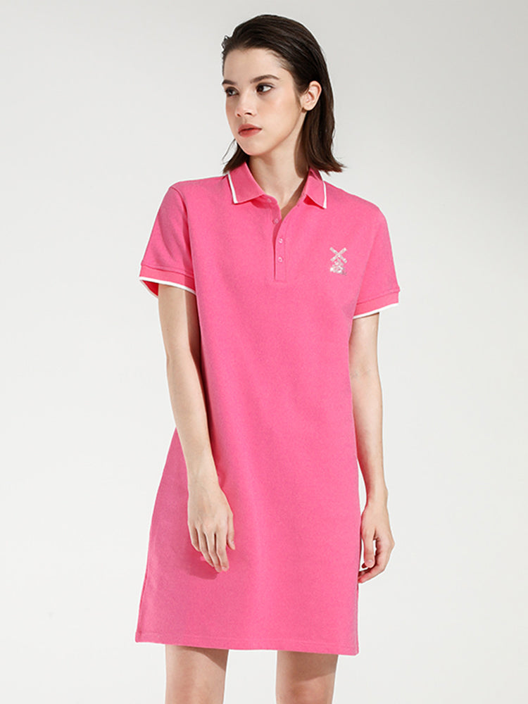 TCH Rhinestone Short Sleeve Casual Polo Mini Dress