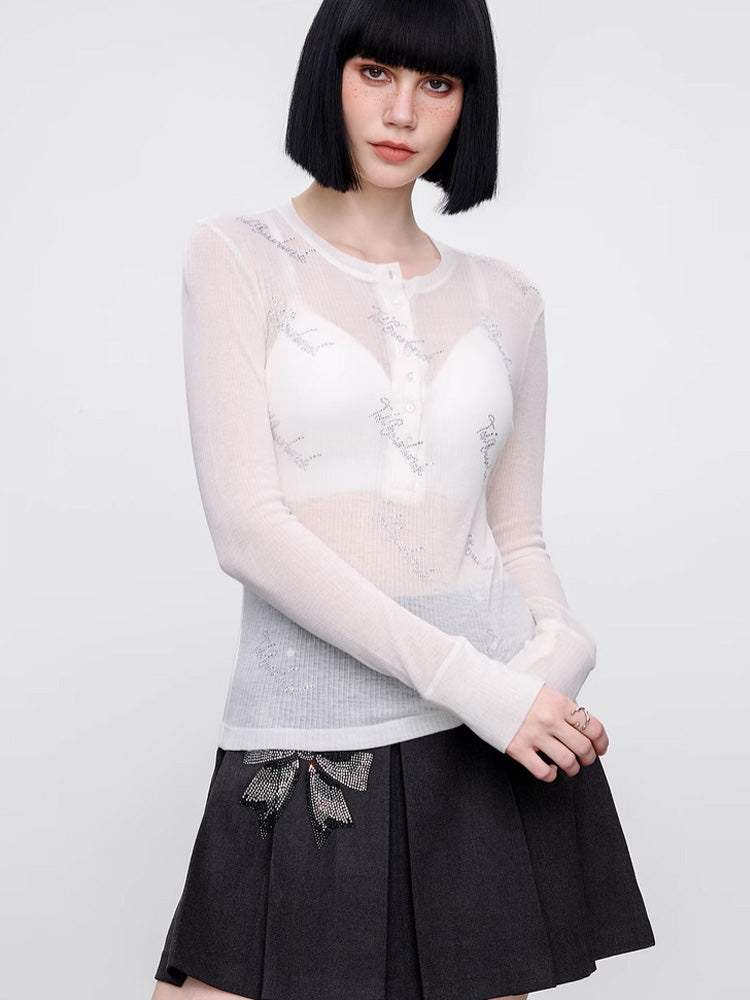 TCH Pre-Sale Rhinestone Bow High Waist Pleated Mini Skirt