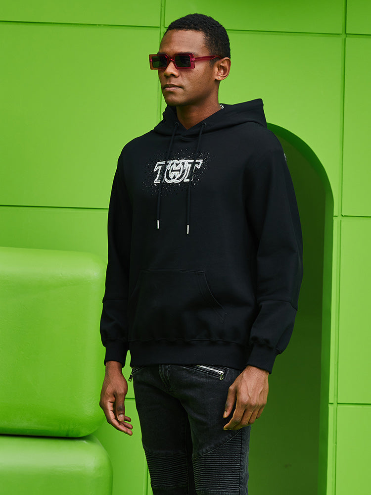 TCH Rhineston Wings Pullover Black Hoodie